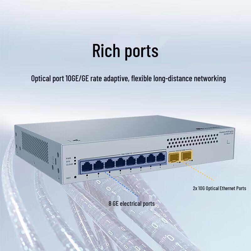 Huawei Kunling S310S-8T2X 8-Port Gigabit 2-Port 10G Managed Switch CN Plug (adapter Included)