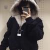 Winter Elegant Liner Fur Loose Coat Women Y2k Fur Collar Hood Thick Fashion Parkas Casual Outerwear Cotton Padded Jackets