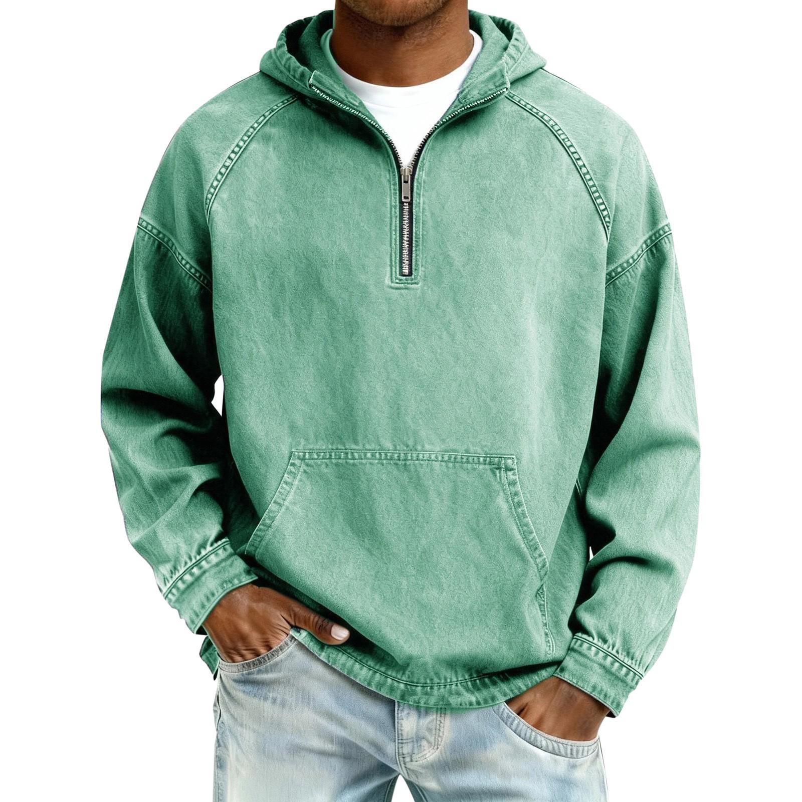 

2026 European Men s Denim Jacket with Hooded Sweatshirt, Spring/Autumn Short Zipper Design Small світло-зелений колір