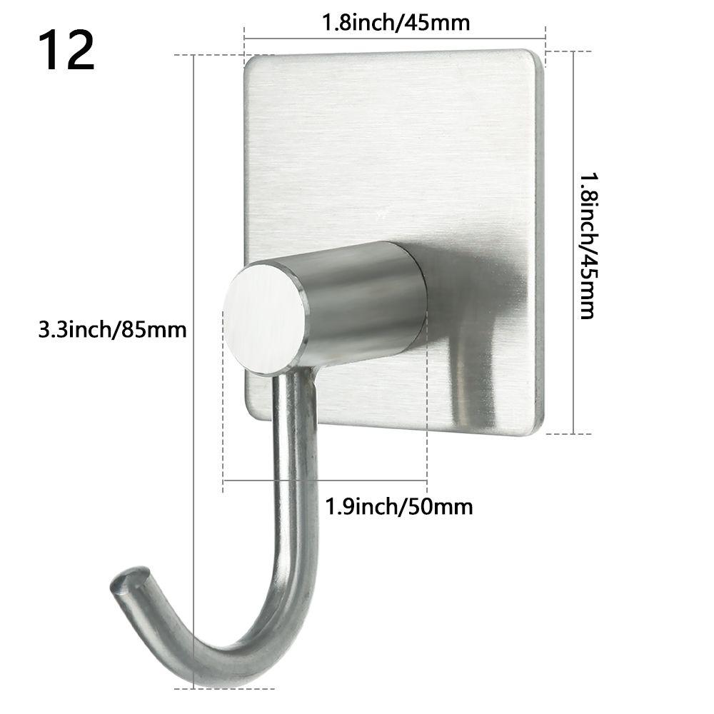 Rustproof Towel Rack Bathroom Stainless Steel Hook Adhesive Hooks Clothes Hanger Wall Door Holder