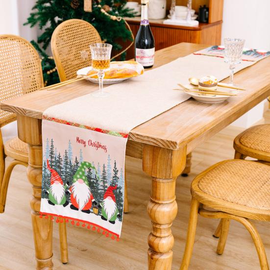

Table Runner Xmas Style Decorative Eco-friendly Dining Room Table Runner Home Banquet Holiday Decoration for Party