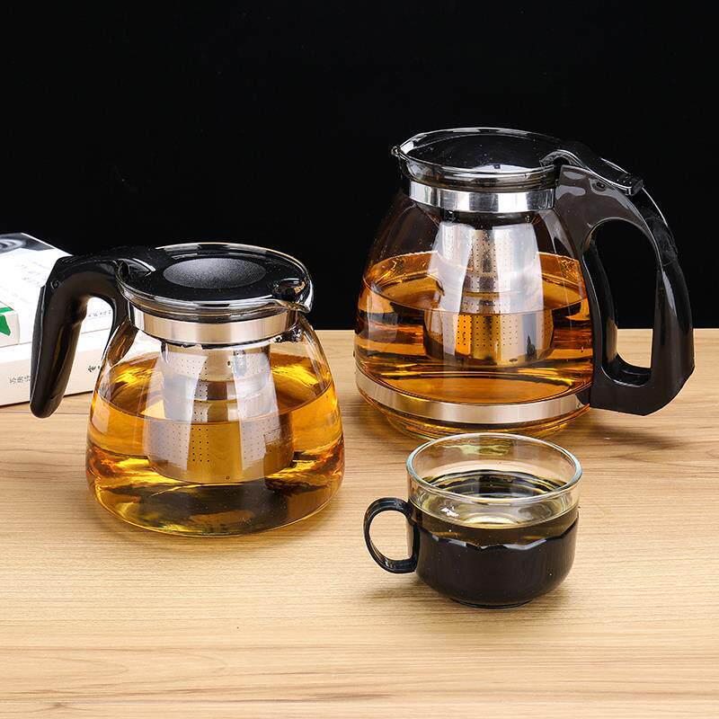 High-Temperature Resistant Tea Kettle with Thickened Glass, Stainless Steel Filter, and Large Capacity