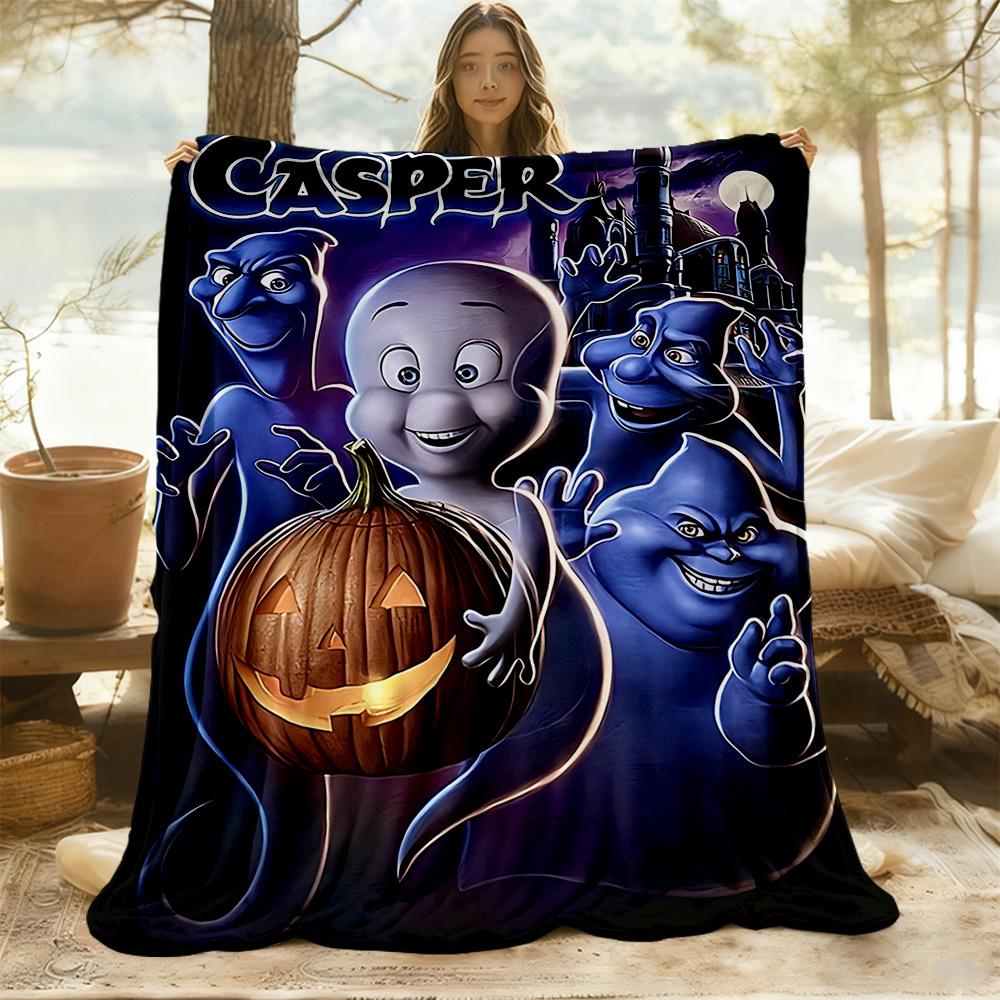 1pc Casper the Friendly Ghost Outdoor Blanket Lightweight Flannel, Soft & Warm, All Season Use for Sofa, Outdoor, Camping, Living Room, Office, Chair