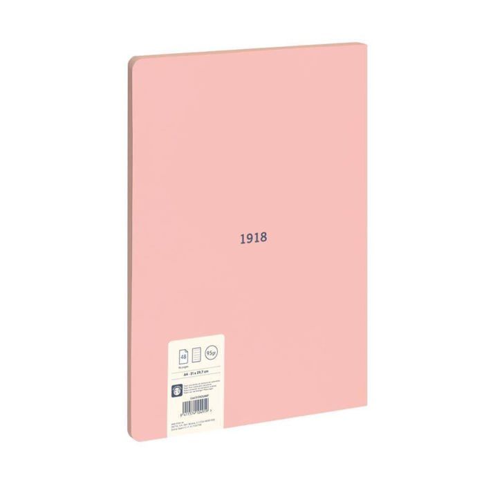 Cahier collé A4 - MILAN - Papier ligné - 48 feuilles - 95 g/m² - Micro-perforé - Couverture souple - Rose - Série 1918