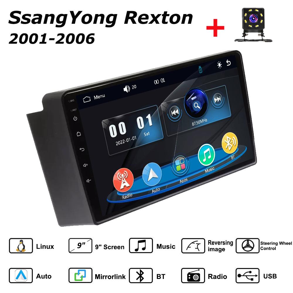 Car Radio Multimedia MP5 Player Head Unit Stereo BT For SsangYong Rexton 2001-2006 чёрный
