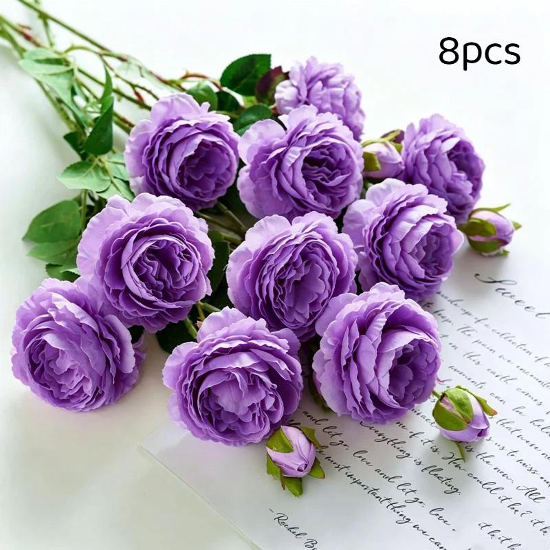Artificial Silk Peonies Bouquet 4/8Pcs Non-Fade Fake Flowers for Wedding Outdoor Yard Home Party Decoration