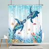Lustige Meerestiere Kinder Duschvorhang Cartoon Aquarell Kunst Malerei Stil Polyester Stoff Duschvorhang Badezimmer Dekorati