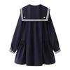 In Stock: 2026 Spring Women's Academy Style Sailor Collar Long Sleeve Shirt Dress