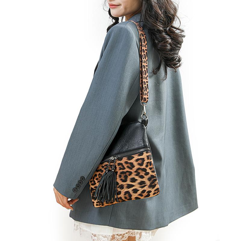 Vintage Leopard Pattern Crossbody Bags For Women Small Square Shoulder Bag Ladies Tassel Designer Phone Pocket CLE