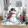 1pc Christmas Snowman Printing Lightweight Flannel Blanket, Comfortable and Warm Blanket, for Camping Sofa Bed and Couch Office, In All Seasons
