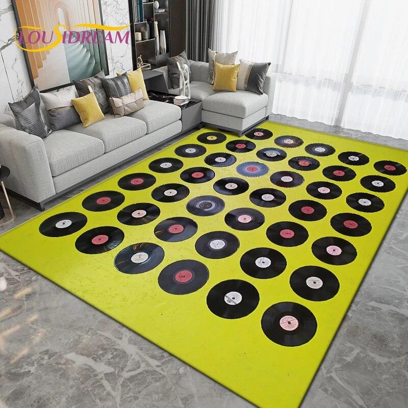 Classical Music Vintage Vinyl Record Area Rug Large,Carpet Rug for Living Room Bedroom Sofa,Kitchen Bathroom Non-slip Floor Mats