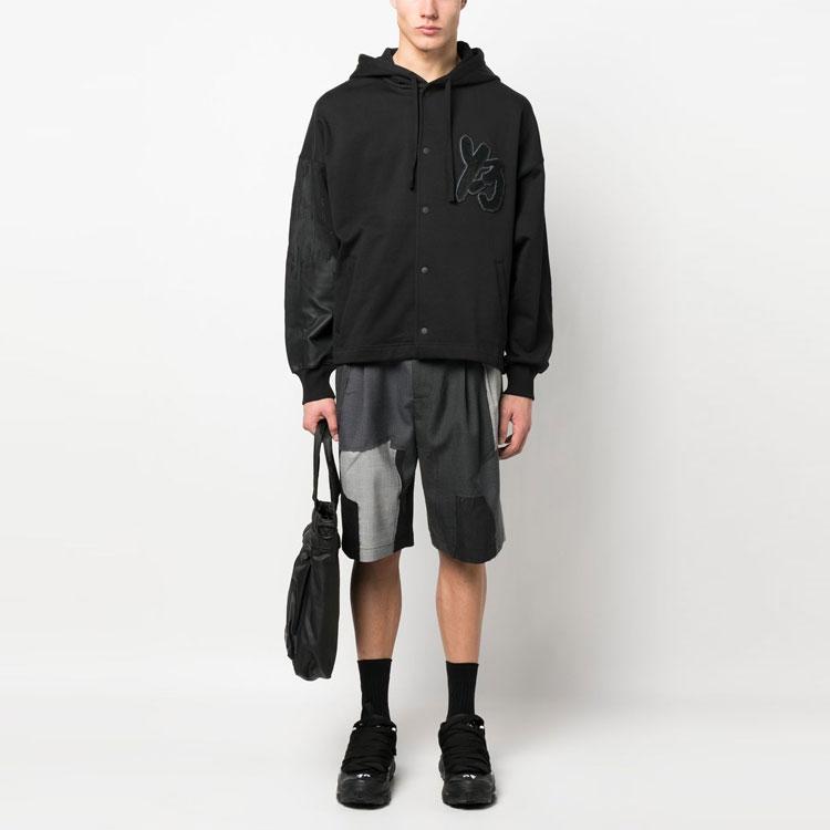 Y-3 Gfx Logo Snap Button Hoodie Men hoodies Black IA3102