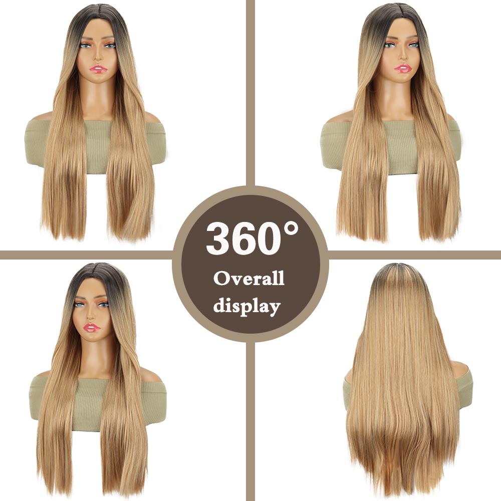 Wig With Bangs Long Straight Wig Heat Resistant Synthetic Wig For Women Girls Daily Use Party Halloween Cosplay Wig