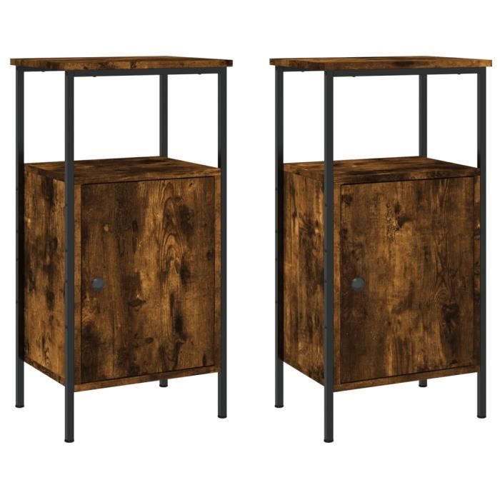 VidaXL Bedside Tables 2 Pcs Smoked Oak 41x31x80 Cm Engineered Wood 825928