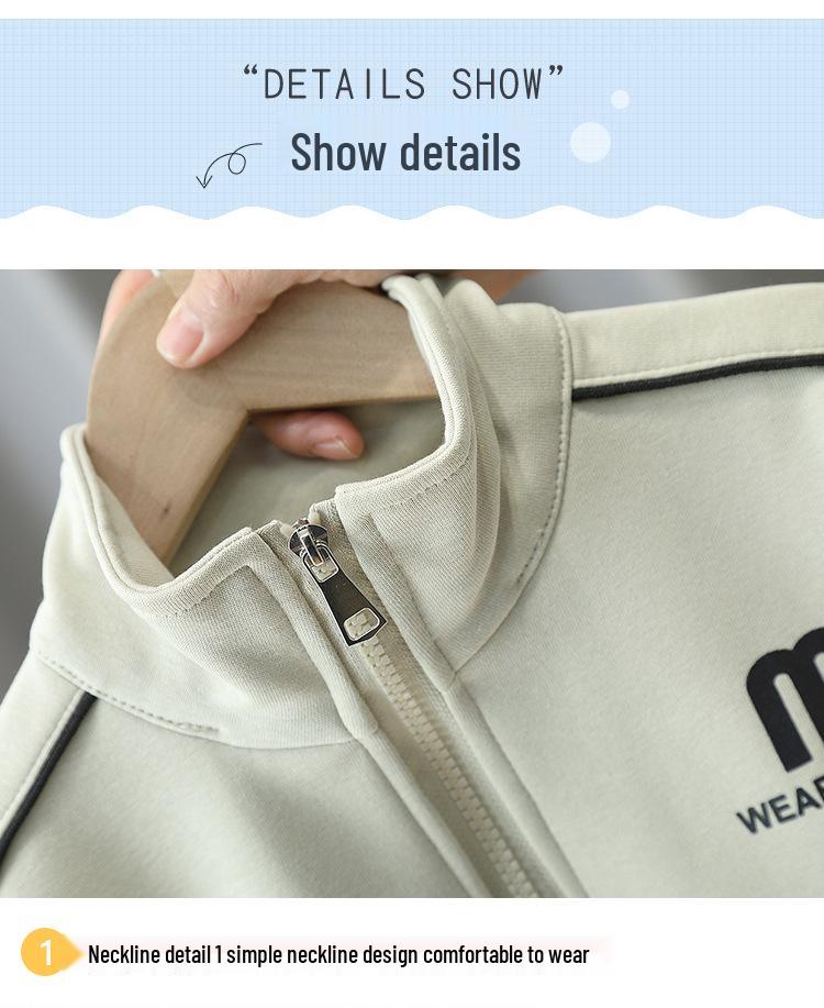 Korean Style Toddler Boys' Letter Cardigan Jacket & Pants Set - Spring/Autumn Collection