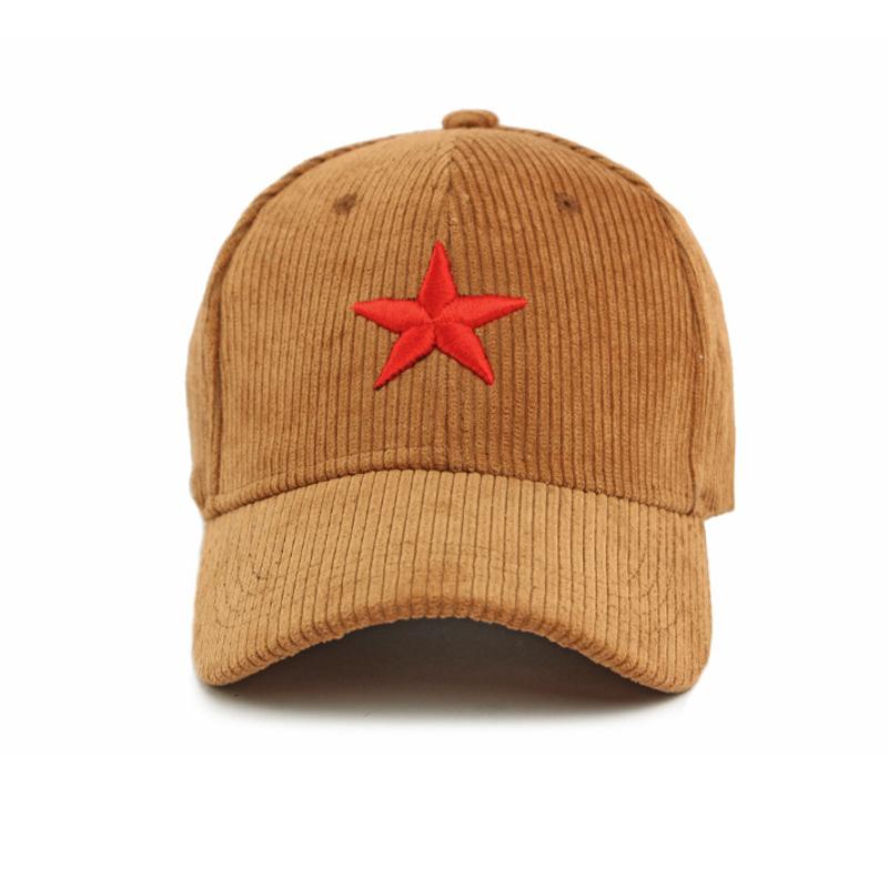 Spring Autumn Corduroy Hat Men's Hard Top Baseball Cap Five-Pointed Star Embroidered Cap Outdoor Sunscreen Hat for Women
