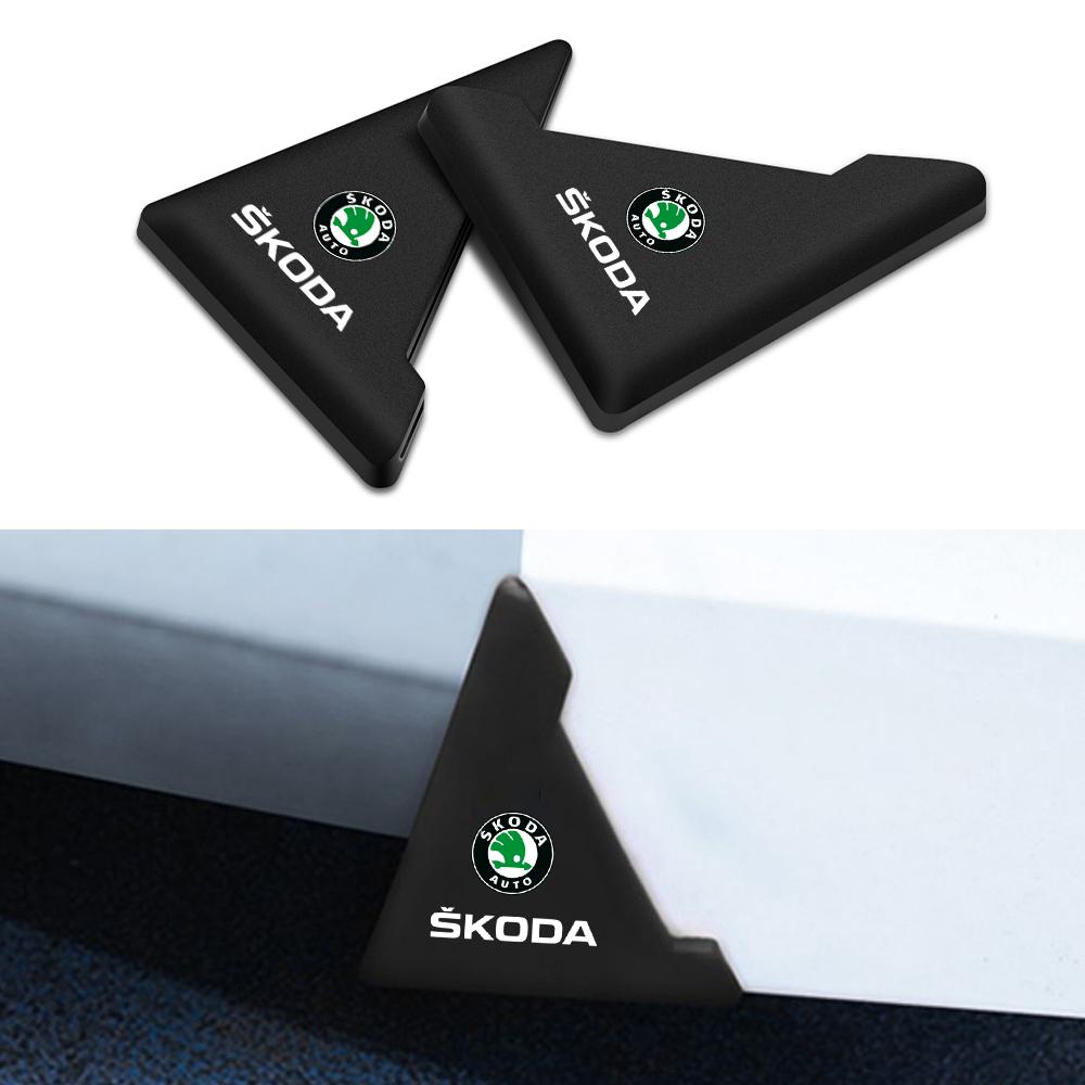 NYDM6 2Pcs Car Door Corner Cover Bumper Collision Anti-scratch Sticker Accessories For Skoda Kodiaq Octavia Enyaq Kamiq Scala Rapid A7