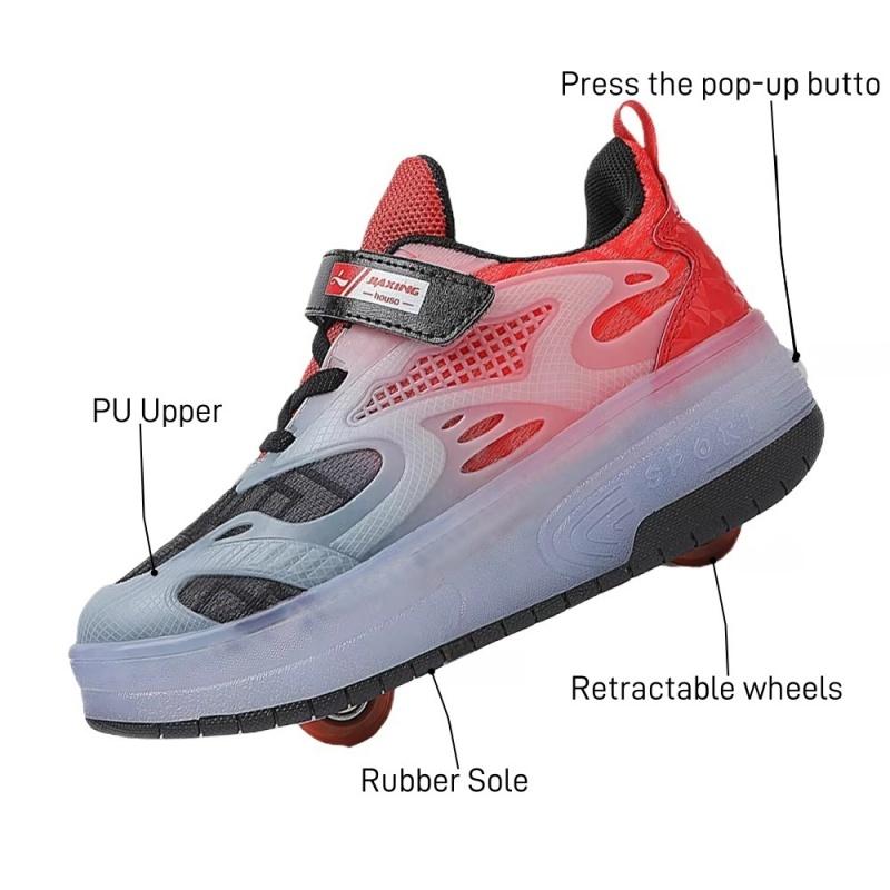 LED Children's Skates with 2 Wheels, Removable Inline Skates, Professional Boys and Girls with Wheels Sports Shoes