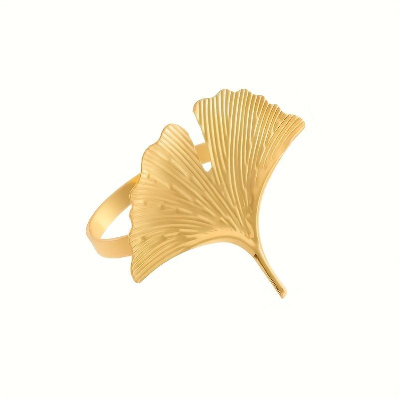 

Gold Metal Ginkgo Leaf Napkin Ring Silver Hotel Table Decoration Leaf-Shaped Napkin Buckle for Dining Table Decor