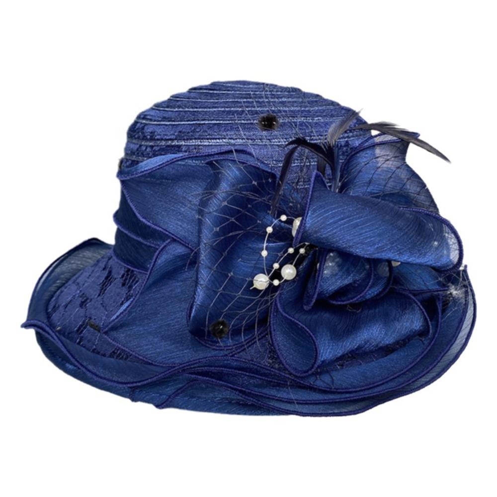 

Breathable Sun Cap Wide Brim Millinery Church Hat Fashion Accessory Bucket Hats Outdoor Travel темно-синього кольору