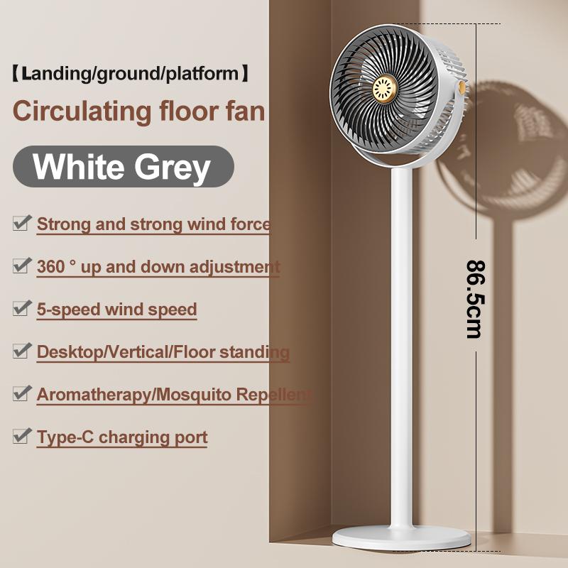 Modern Circulating Floor Fan 4-Height 5-Speed Quiet Adjustable Multi-Angle Desk Cooler for Home Kitchen Office & Camping
