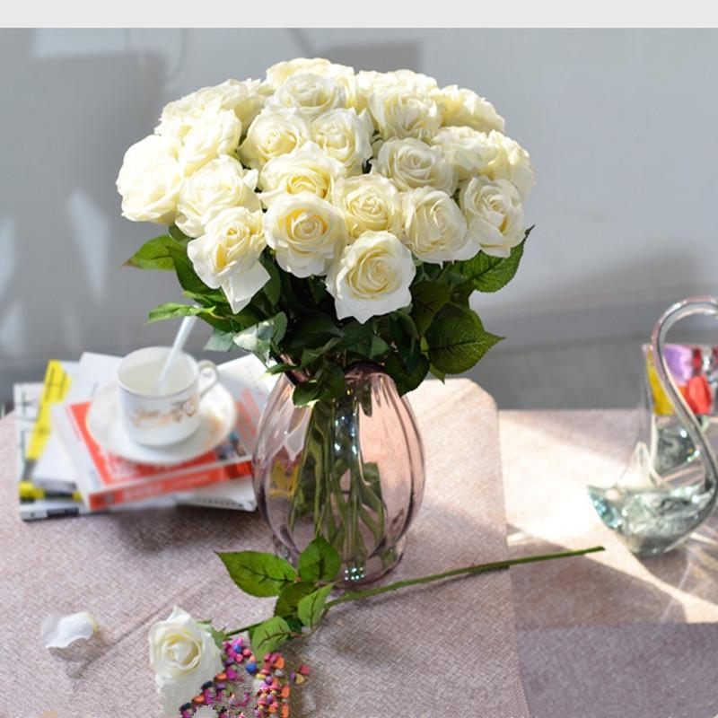10Pcs Artificial Latex Roses Real Touch Flowers For Wedding Bridal Bouquet Home Decoration