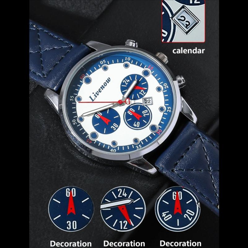 Fashion Men's Watches Business PU leather strap Quartz Wrist Watch Male Casual Date Clock for Father's and Lover Gift Watch Christmas Gift