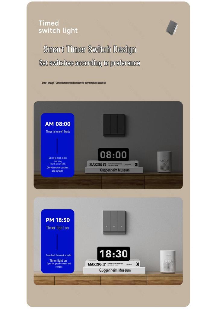 Smart Home Wall Socket Panel: 86 Type Five-Hole, Monitors Power Usage, Mijia App Compatible for Mobile Control