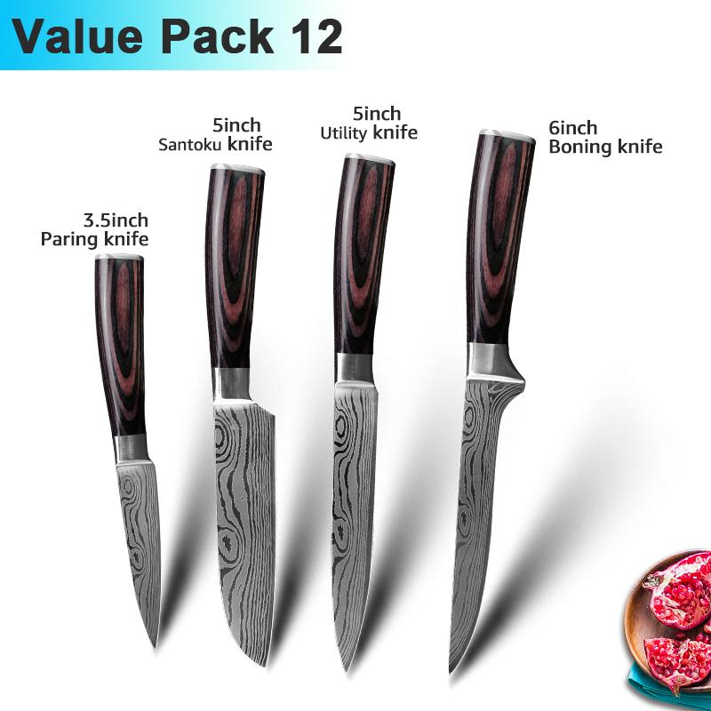 Kitchen Knives 7CR17 High Carbon Stainless Steel Damascus Drawing Gyuto Cleaver Set Slicer Santoku Knife Chef Knife