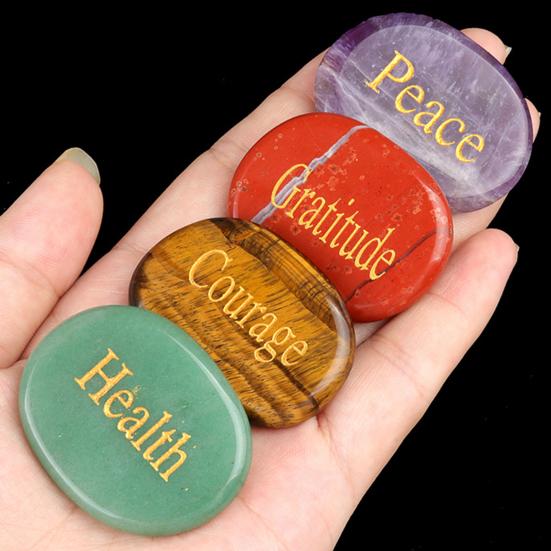 Inspirational Palm Stone Engraved Crystal Agate Worry Stone for Anxiety Relief Friendship Keepsake Natural Pocket Mindfulness Gifts