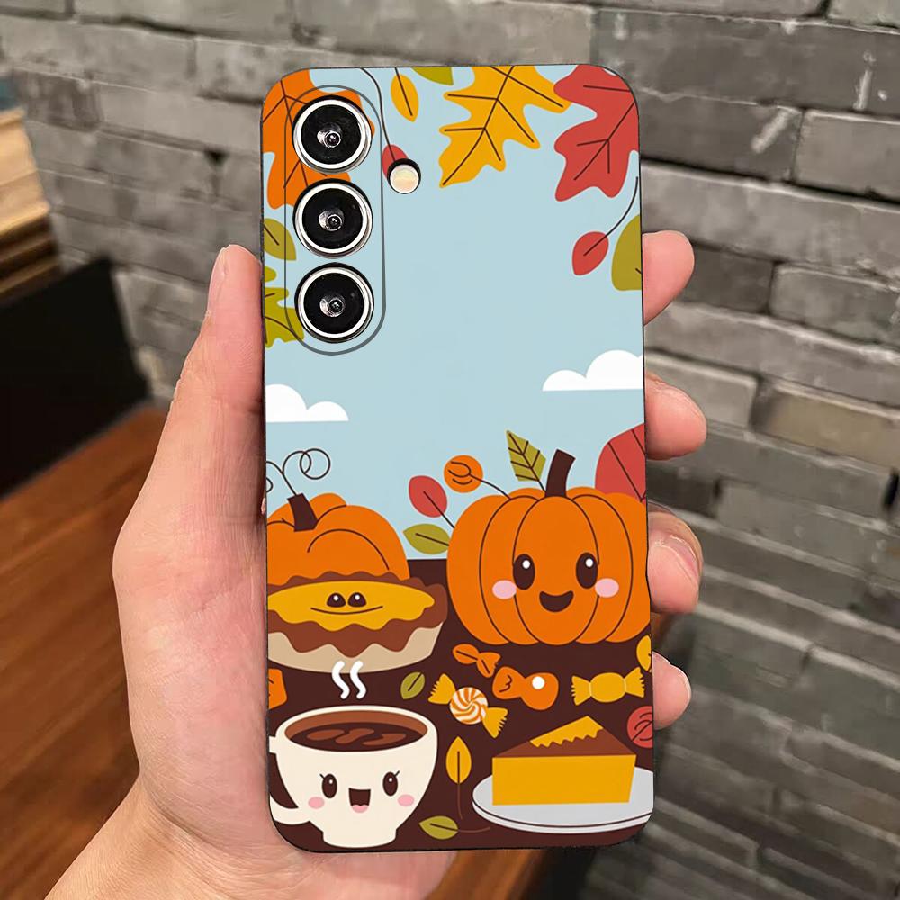 

Autumn Leaves Pumpkin Coffee Phone Case For Samsung S25 Edge S24 S23 S22 S21 S20 Ultra Plus Fe Galaxy A54 A53 A34 A25 A16 Silico Samsung S20 Ultra