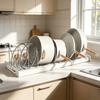 Expandable Pans Organizer Rack 6 Adjustable Compartments Dish Storage Rack Pot Lid Organizer Pots Holder Kitchen Utensils Rack