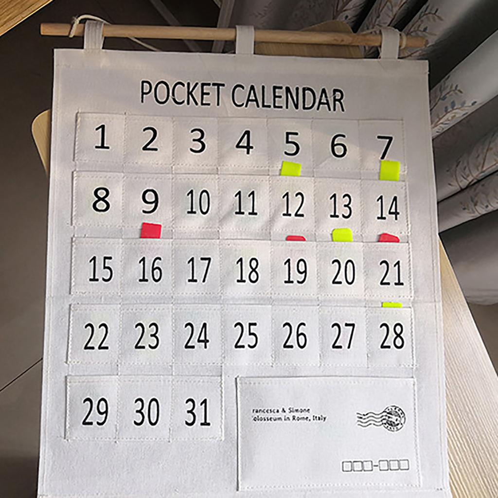 Numbered Calendar Pocket Chart Cotton and Linen Morning Check Classroom Pocket Chart Calendar Wall