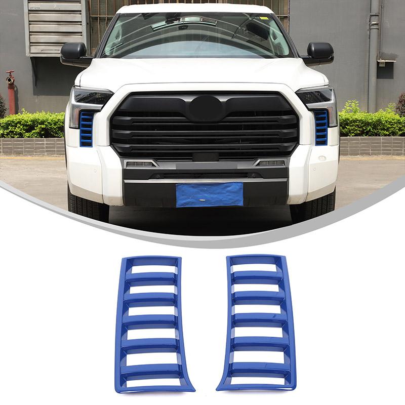 

For Toyota Tundra -2025 ABS Carbon Fiber/Red/Silver Car Front Air Intake Grille Decorative Frame Sticker Car Accessories синій