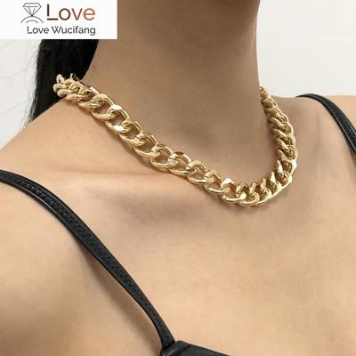 Modische große Halskette für Damen Twist Goldfarbe versilbert Klobig Dickes Schloss Choker Kette Halsketten Party Schmuck Geschenke