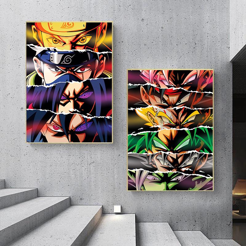 Japansk Anime Demon Slayer One Piece Poster Karaktär Ögonduk Målning Väggkonsttryck Sovrumsdekoration Heminredning Bild