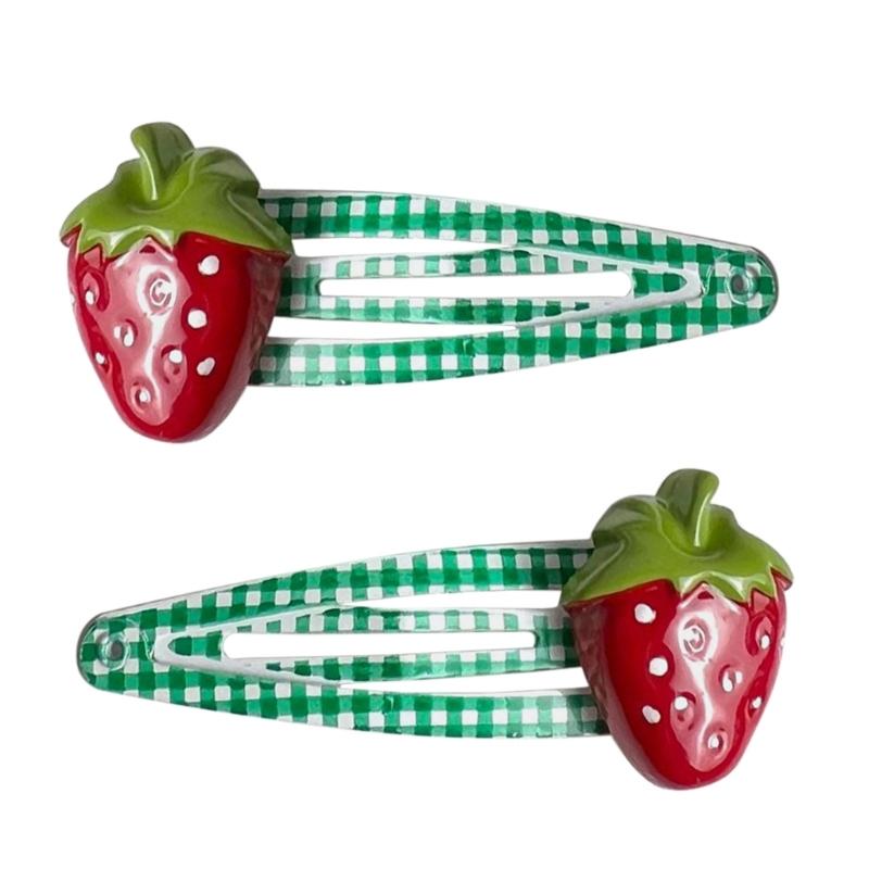 

New Exquisite Vintage Cute Strawberry Apple Diamond Hair Clip Japanese Sweet Cartoon Hairpin for Girls Lovely Hair Accessories земляничный