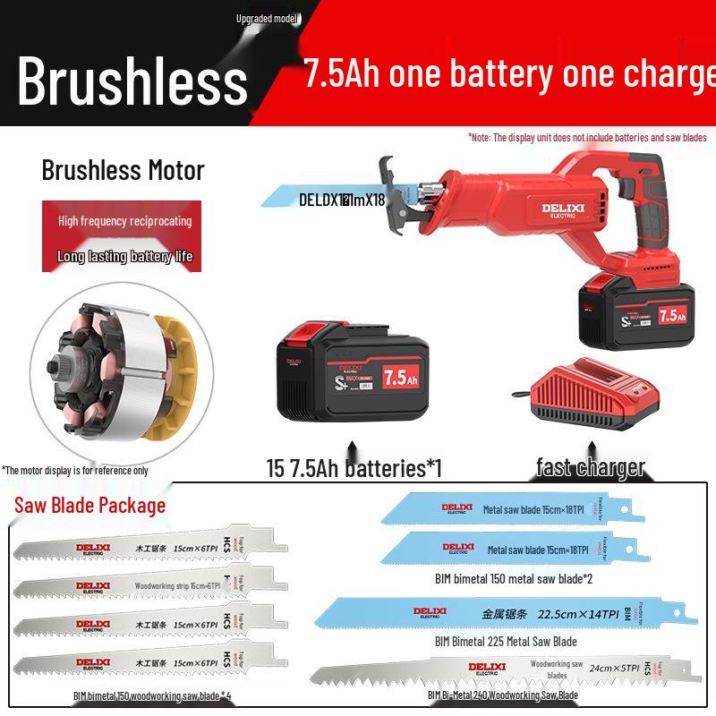 Delixi Cordless Brushless Reciprocating Saw with Lithium Battery for Outdoor Use