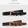 Women's Versatile Thin Leather Belt with Square Buckle - Dress Decoration or Jeans Accessory