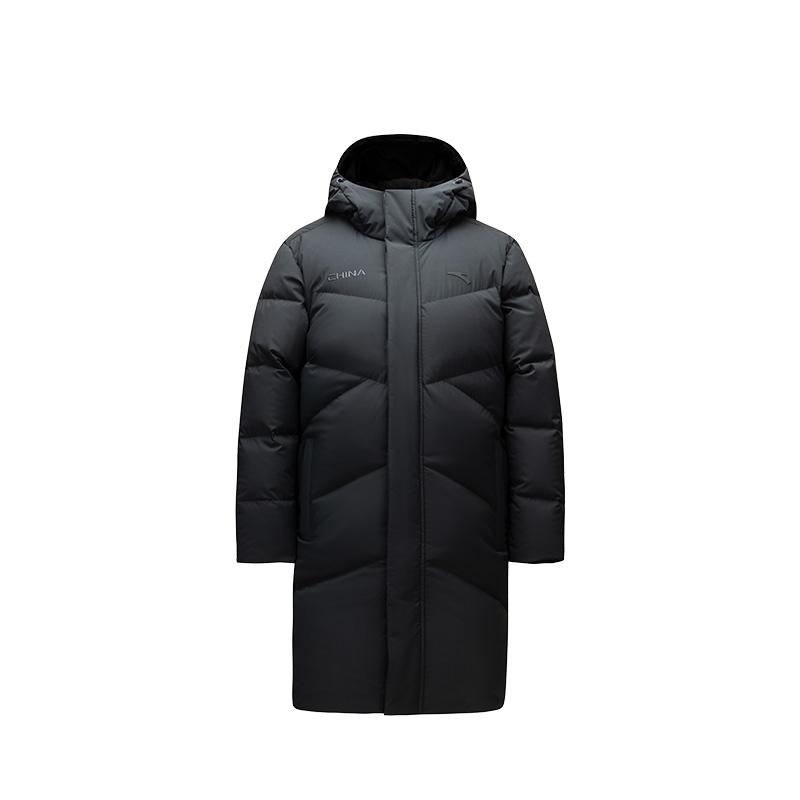 

Anta Solid Color Zipper Hooded Long Sleeve Down Jacket Unisex Outerwear Basic-Black 172517902-3 2XL