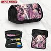 1pc Cherry Moon White Fox Design Double Layer Flip Pencil Case-Multi Layer Flip Cover Design, Storage Bag, Zipper Closure, Suitable for Schools, Offic