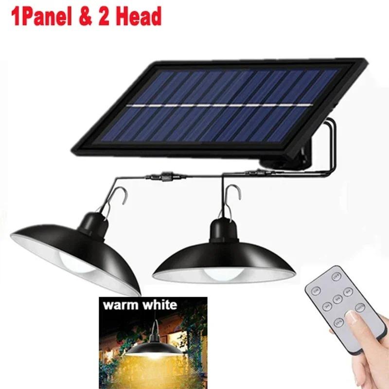 Solar Single Head Pendant Light, LED Retro Bulb Light, Outdoor One To Two Dual Head Remote Control Indoor and Outdoor Lighting Street Light