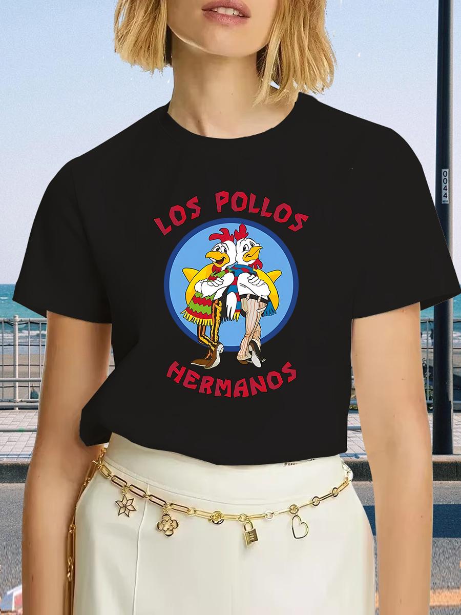 

Розкішний бренд LOS POLLOS HERMANOS Графічна футболка Літні повсякденні футболки для жіночих чоловічих дівчачих вуличного одягу Футболка з коротким рукавом S