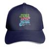 Peace Love Music Distressed Baseball Cap Cotton Twill Breathable Contrast Two Tone Brim Snapback Flat Bill
