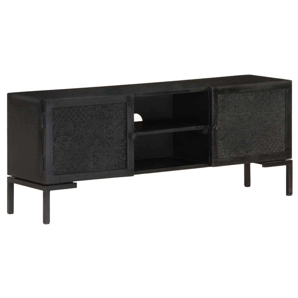 TV Stand Black 115 x 30 x 46 cm Solid Mango Wood