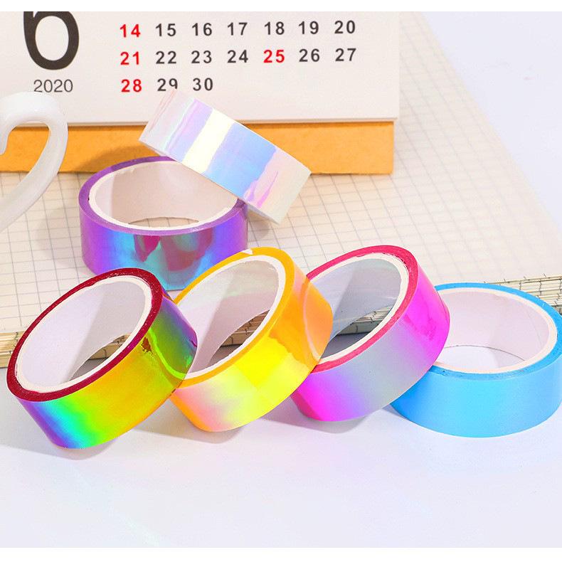 Creative Rainbow Laser Tape: Colorful, Decorative, Waterproof DIY Material for Student Journals and Collage.