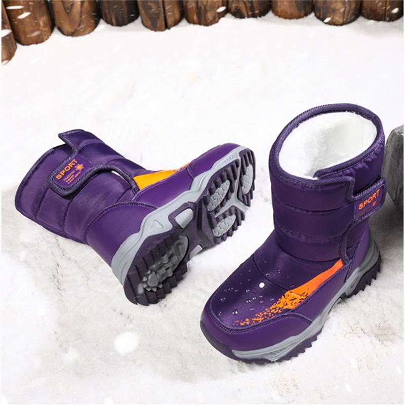 Winter Children Snow Boots Waterproof Warm Fur Rubber Sole Non-slip Girls Boys Boots EU 26-37