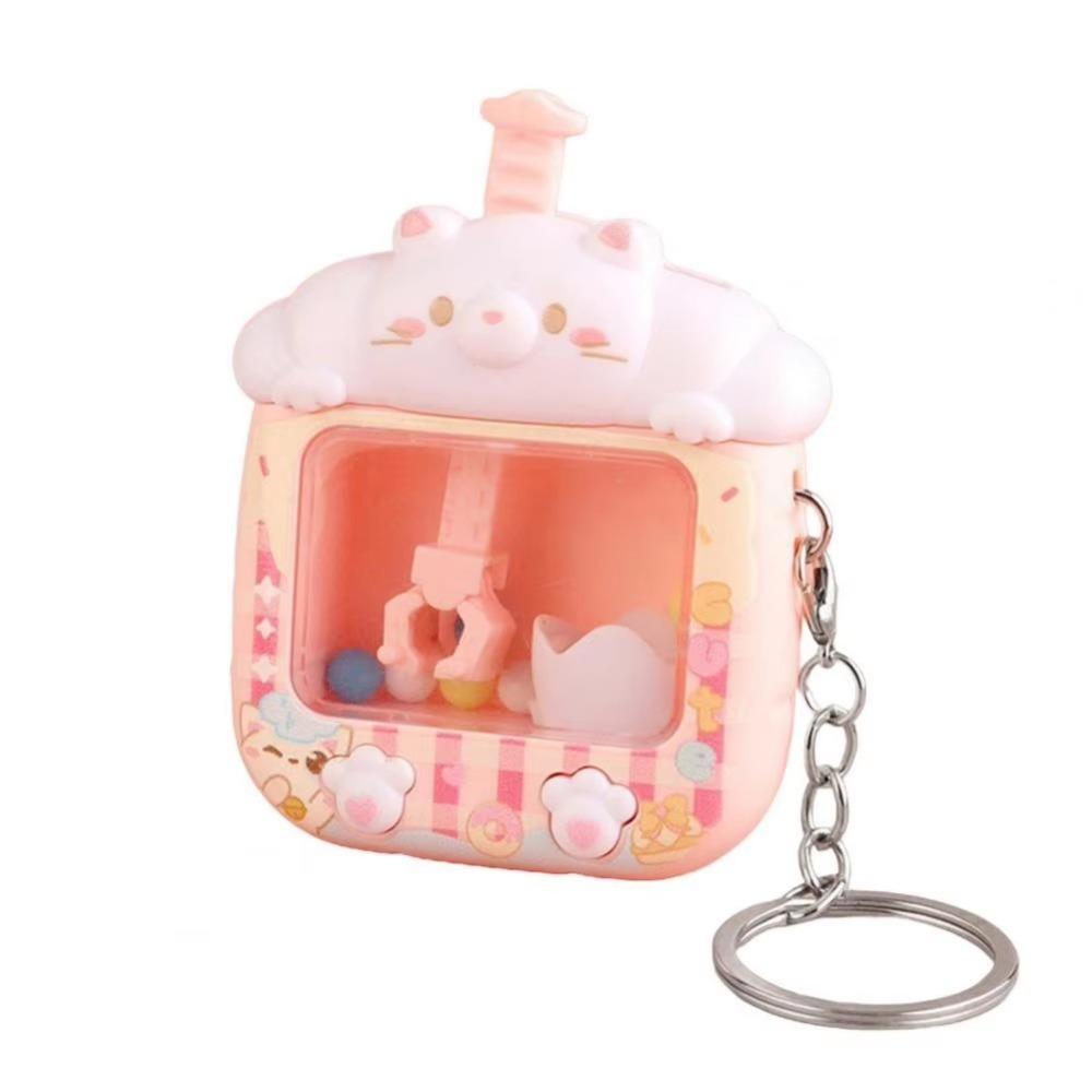Plastic Mini Claw Machine Keychain Little Panda Funny Finger Toys Car Key Chains