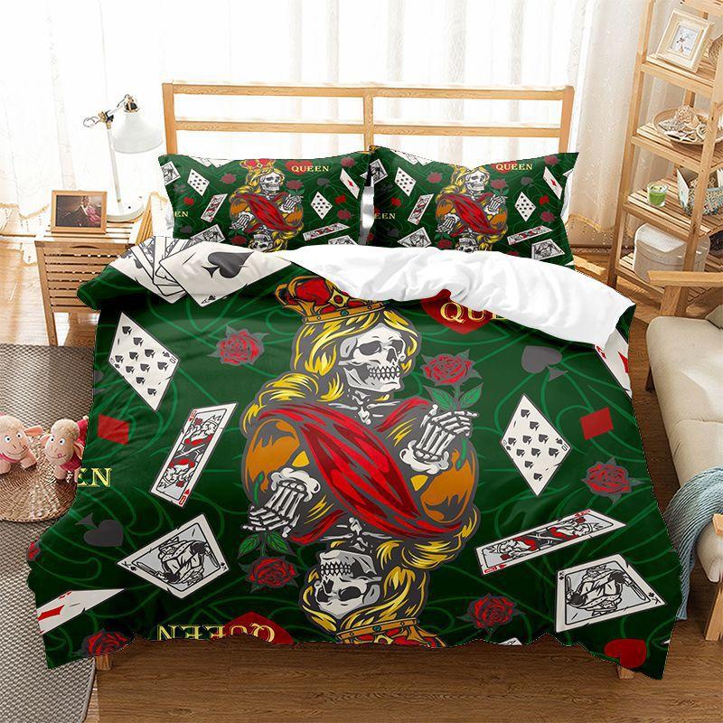 Poker Bedding Set Clown Poker Cards Game Theme Duvet Cover Set Geometric Pattern Comforter Cover For Kids Adults Bedroom Decor