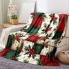 1PC Christmas Holly Berry Print Blanket-Made of soft, fluffy flannel, perfect for a sofa, bed or lounge chair. Ideal for holiday